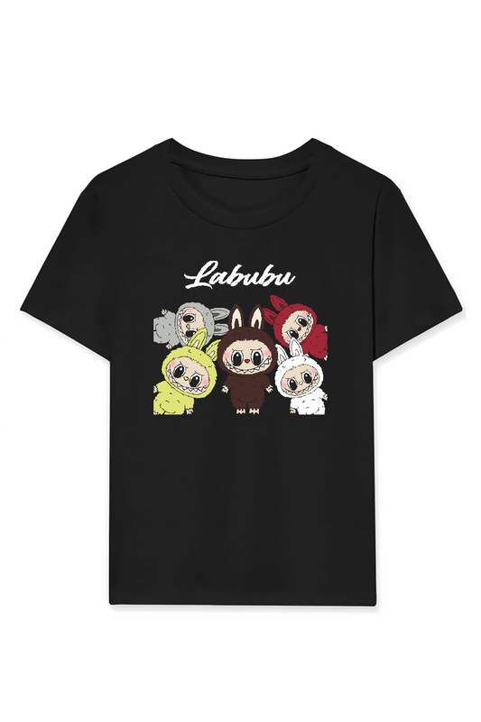 Labubu   Baskılı T-Shirt - Siyah -