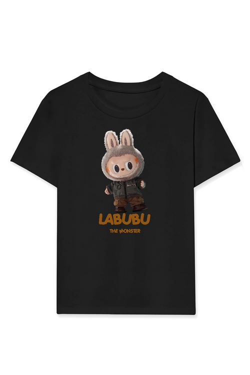 Labubu   Baskılı T-Shirt - Siyah -