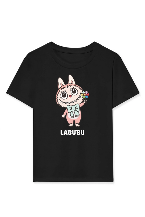 Labubu   Baskılı T-Shirt - Siyah -