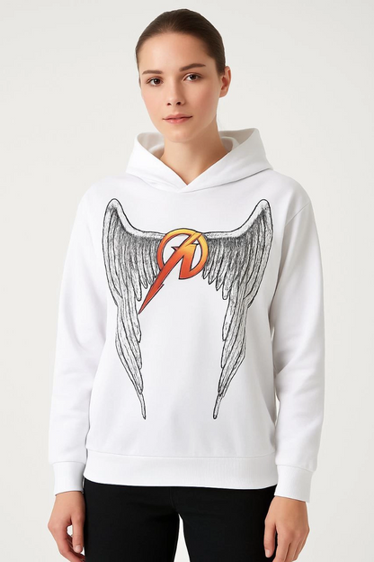 Metallica İki İplik Kapüşonlu Ön ve Arka Baskılı hoodie - Beyaz -