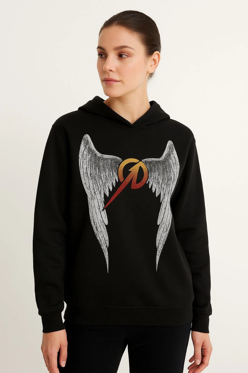 Metallica İki İplik Kapüşonlu Ön ve Arka Baskılı hoodie - Siyah -