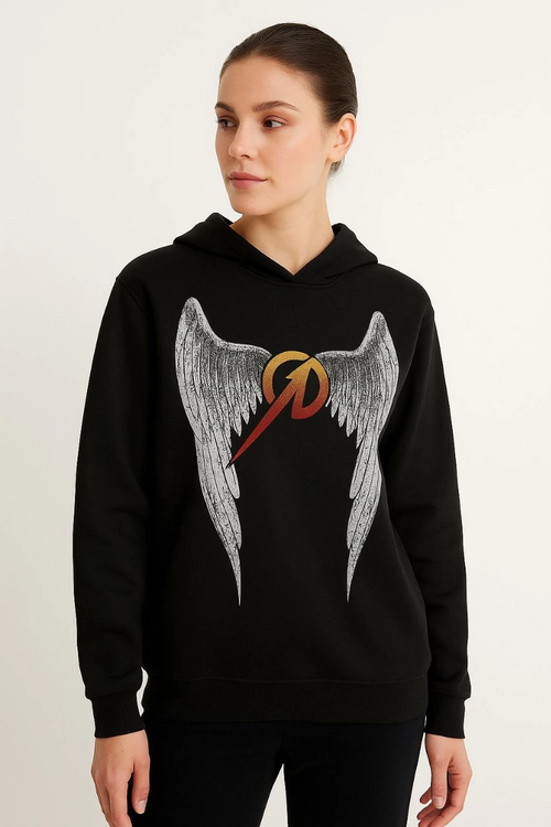 Metallica İki İplik Kapüşonlu Ön ve Arka Baskılı hoodie - Siyah -