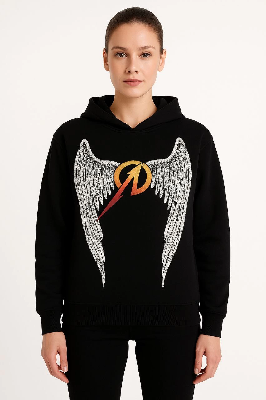 Metallica İki İplik Kapüşonlu Ön ve Arka Baskılı hoodie - Siyah -