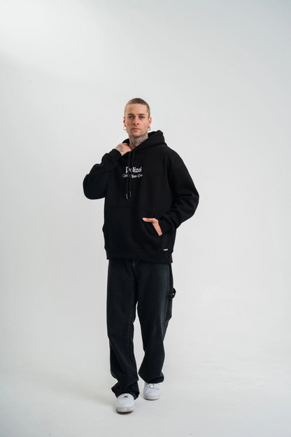 Üç İplik Kapşonlu Dijital Patchli SweatShirt - Siyah -