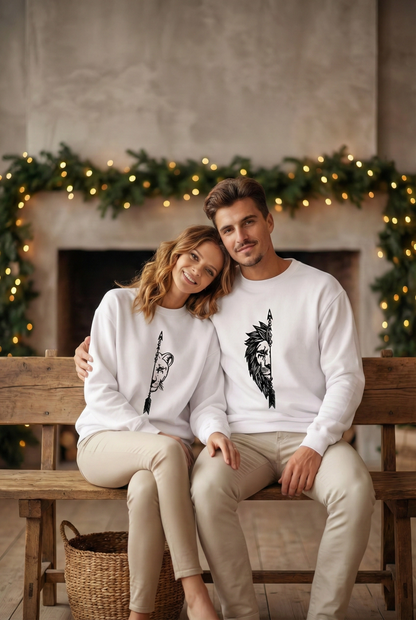Sevgililer Günü Baskılı Oversize Bisiklet Yaka Sweatshirt - Beyaz