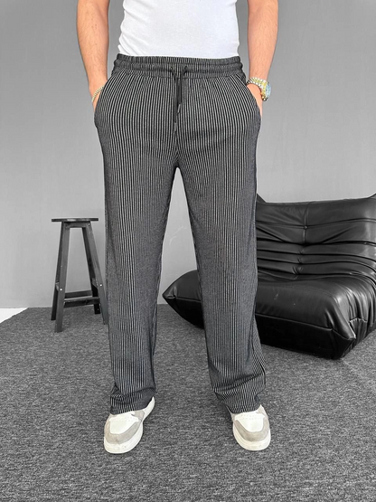 Su Yolu Çizgili Cepli Pantalon - Siyah -