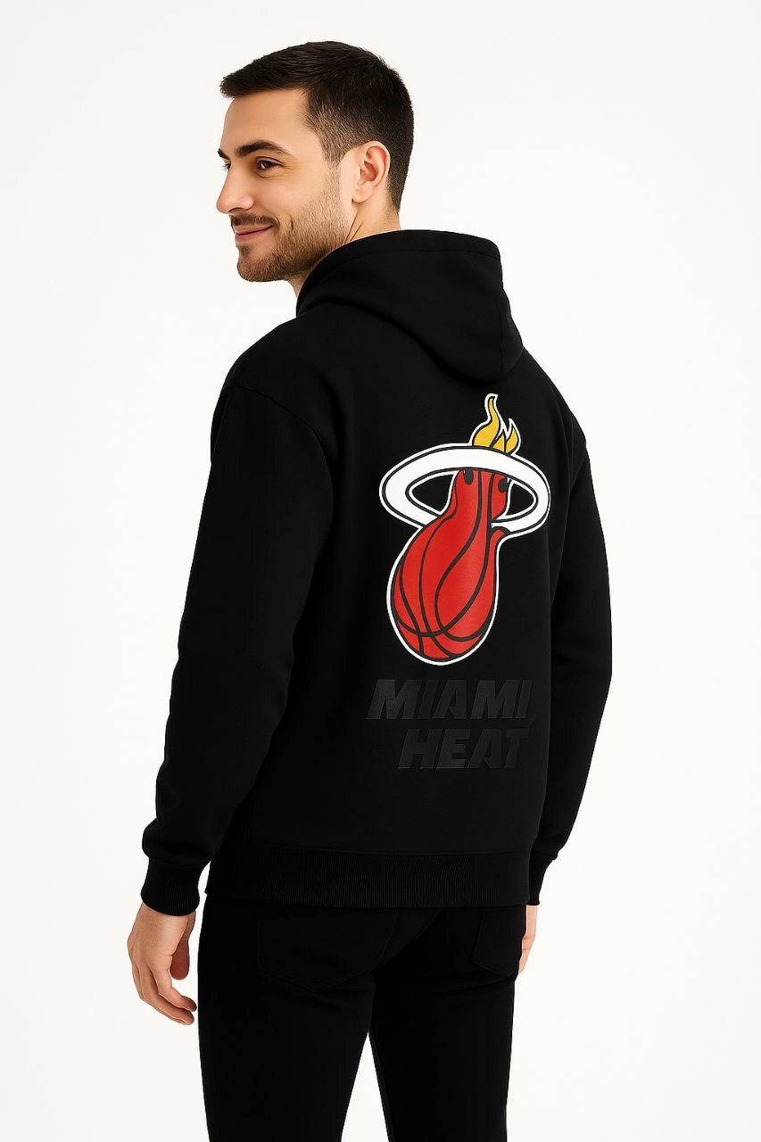 Kapşonlu Sweatshirt - Oversize Fit, Ön  Arka Baskılı,- Siyah -