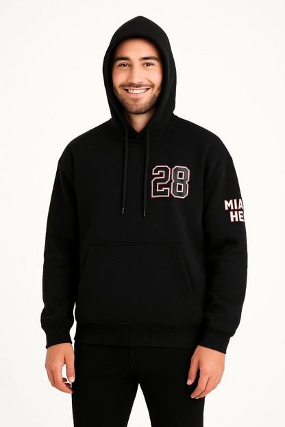 Kapşonlu Sweatshirt - Oversize Fit, Ön  Arka Baskılı,- Siyah -