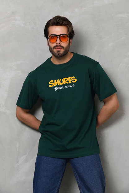 Basic Bisiklet Yaka Oversize T-Shirt - Yeşil -