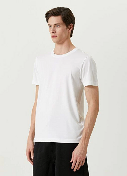 Basic Bisiklet Yaka Regular T-Shirt - Beyaz -