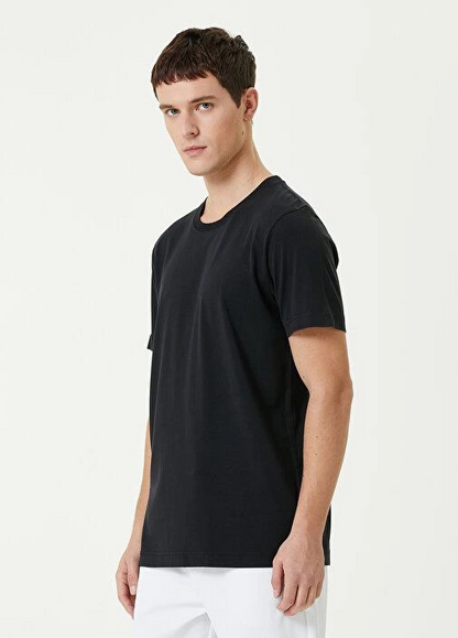 Basic Bisiklet Yaka Regular T-Shirt - Siyah -