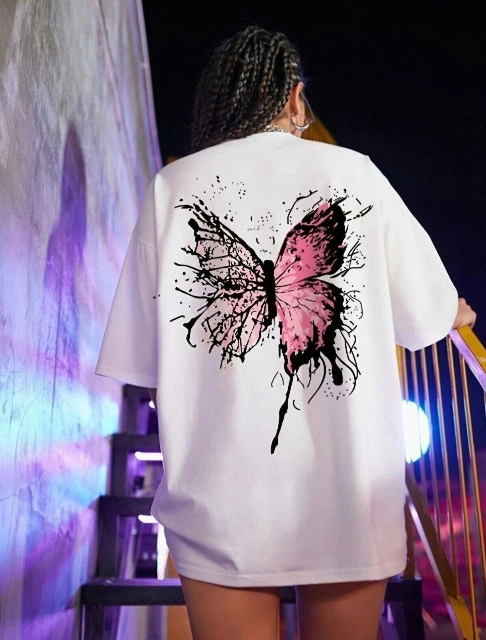 Baskılı Oversize T-Shirt - Beyaz -