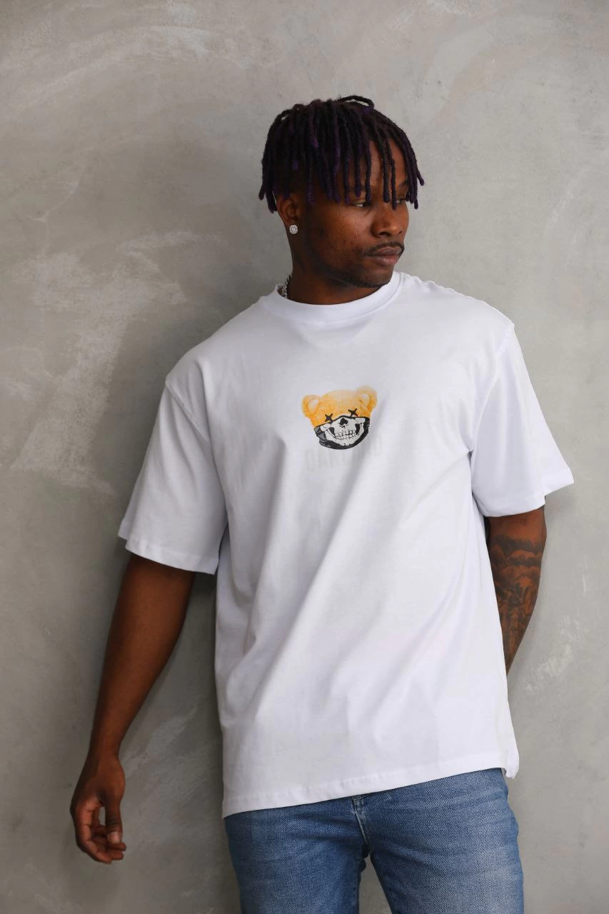 Baskılı Oversize T-Shirt - Beyaz -