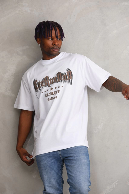 Baskılı Oversize T-Shirt - Beyaz -