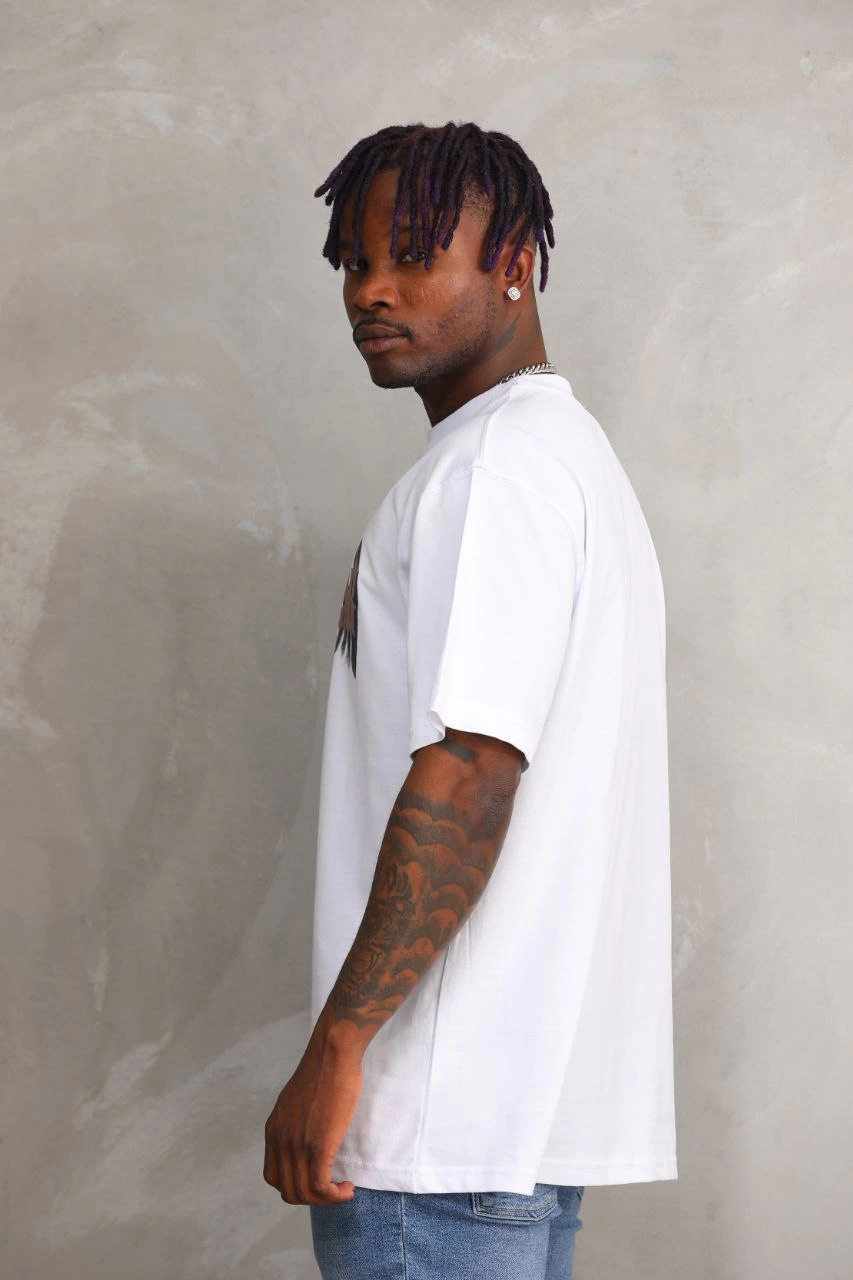 Baskılı Oversize T-Shirt - Beyaz -