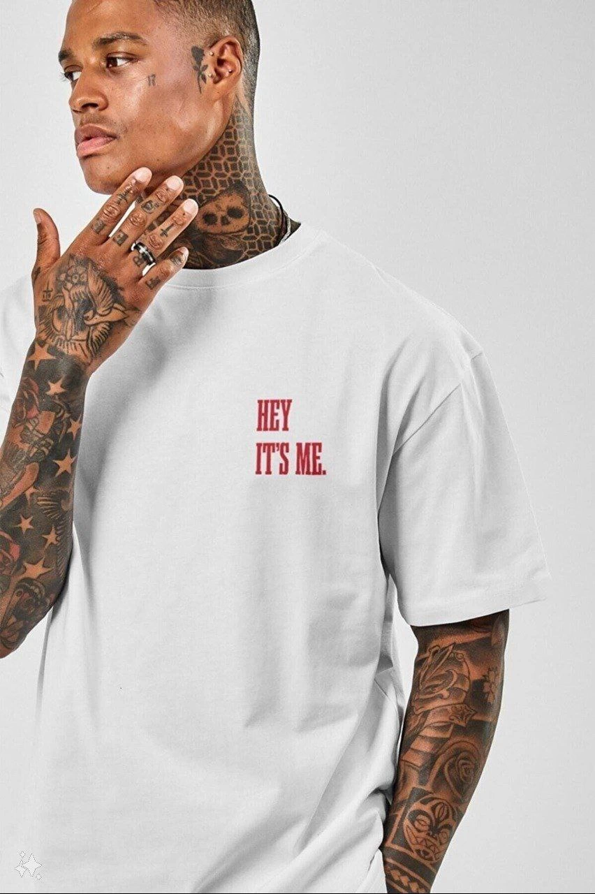 Baskılı Oversize T-Shirt - Beyaz -