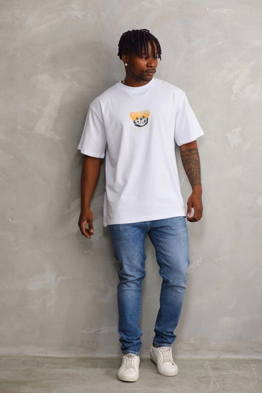 Baskılı Oversize T-Shirt - Beyaz -