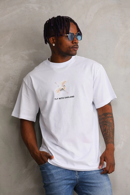 Baskılı Oversize T-Shirt - Beyaz -