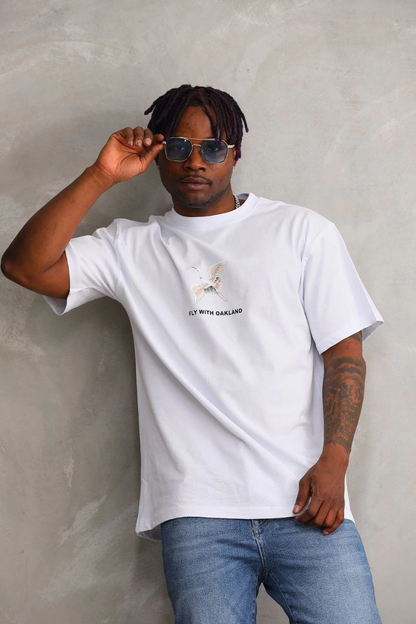 Baskılı Oversize T-Shirt - Beyaz -