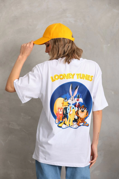 Baskılı Oversize T-Shirt - Beyaz -