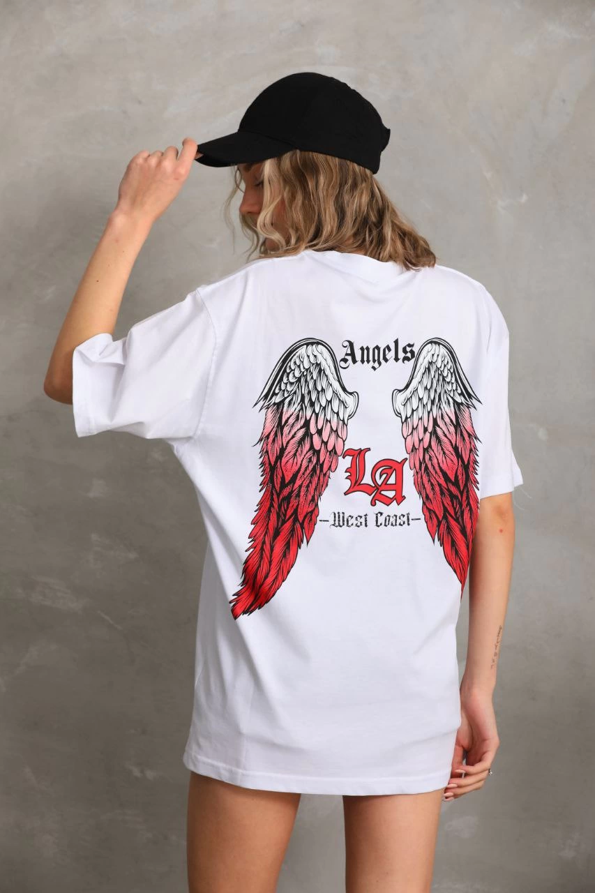 Baskılı Oversize T-Shirt - Beyaz -