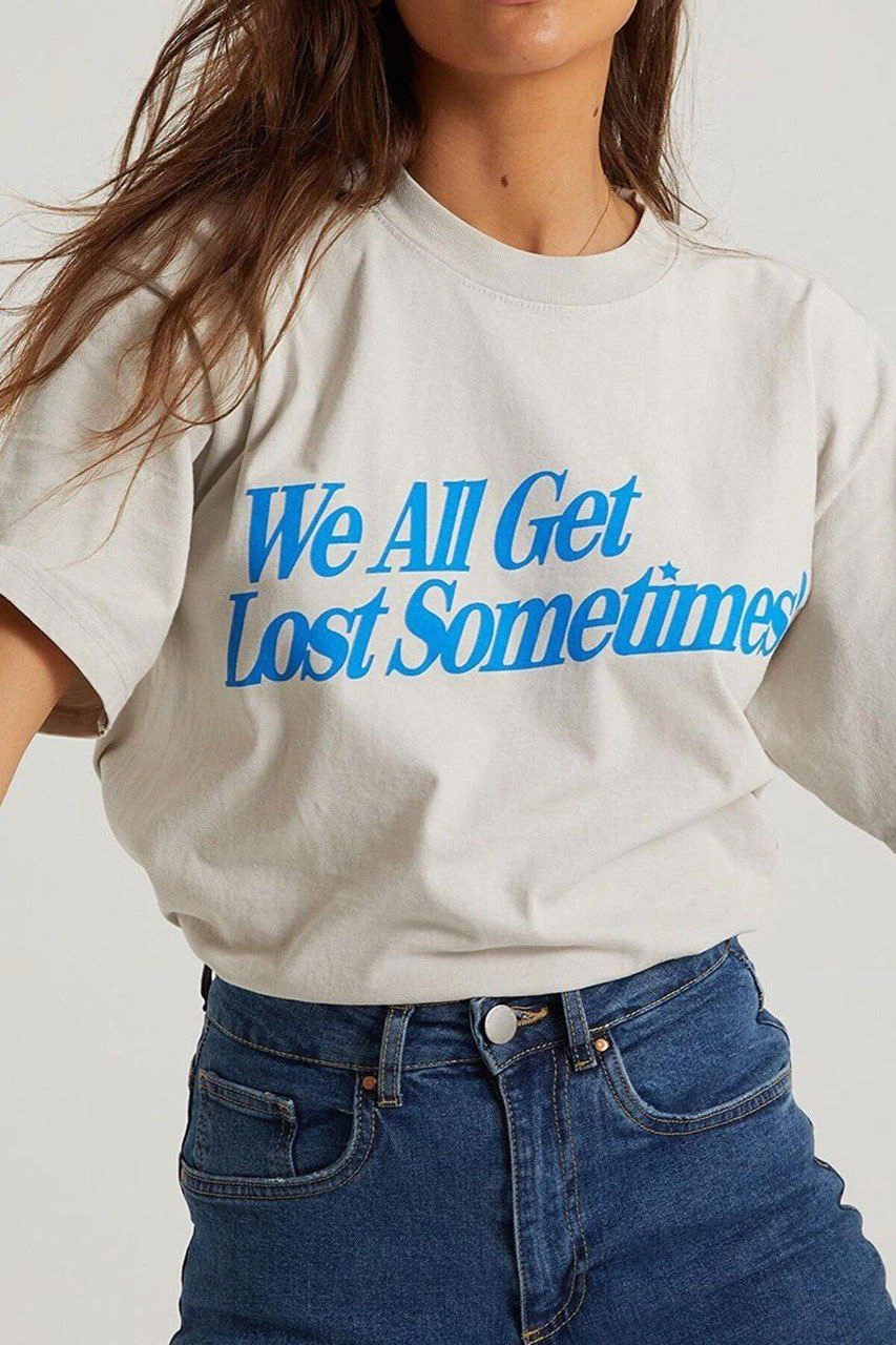 Baskılı Oversize T-Shirt - Beyaz -