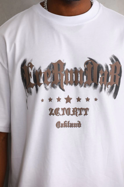 Baskılı Oversize T-Shirt - Beyaz -