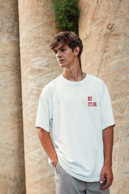 Baskılı Oversize T-Shirt - Beyaz -