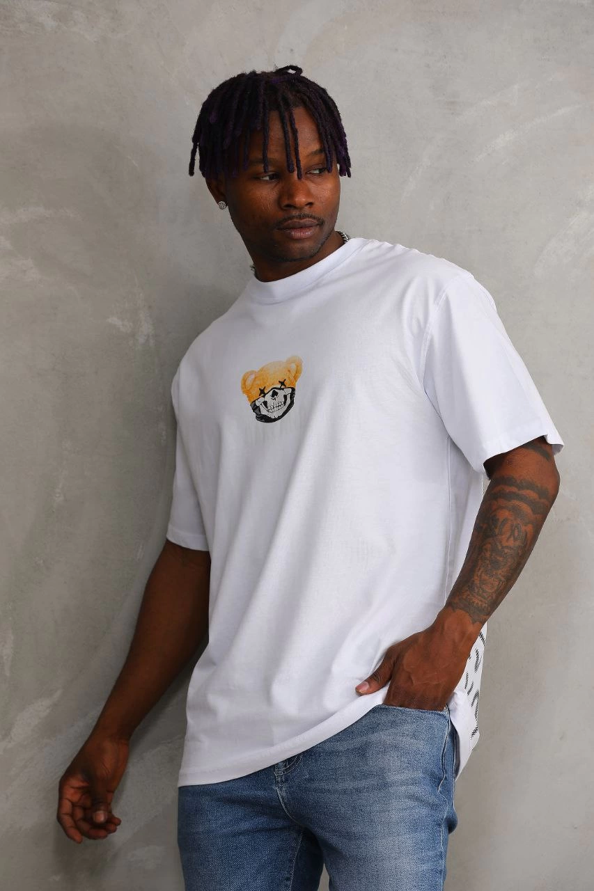 Baskılı Oversize T-Shirt - Beyaz -