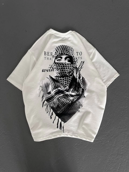 Baskılı Oversize T-Shirt - Beyaz -