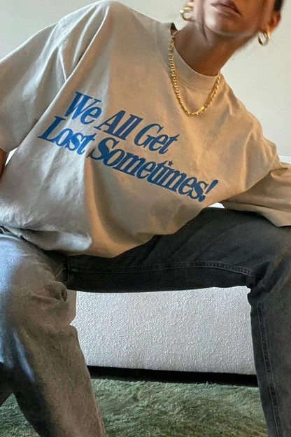 Baskılı Oversize T-Shirt - Beyaz -
