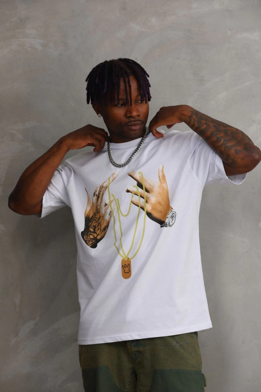 Baskılı Oversize T-Shirt - Beyaz -