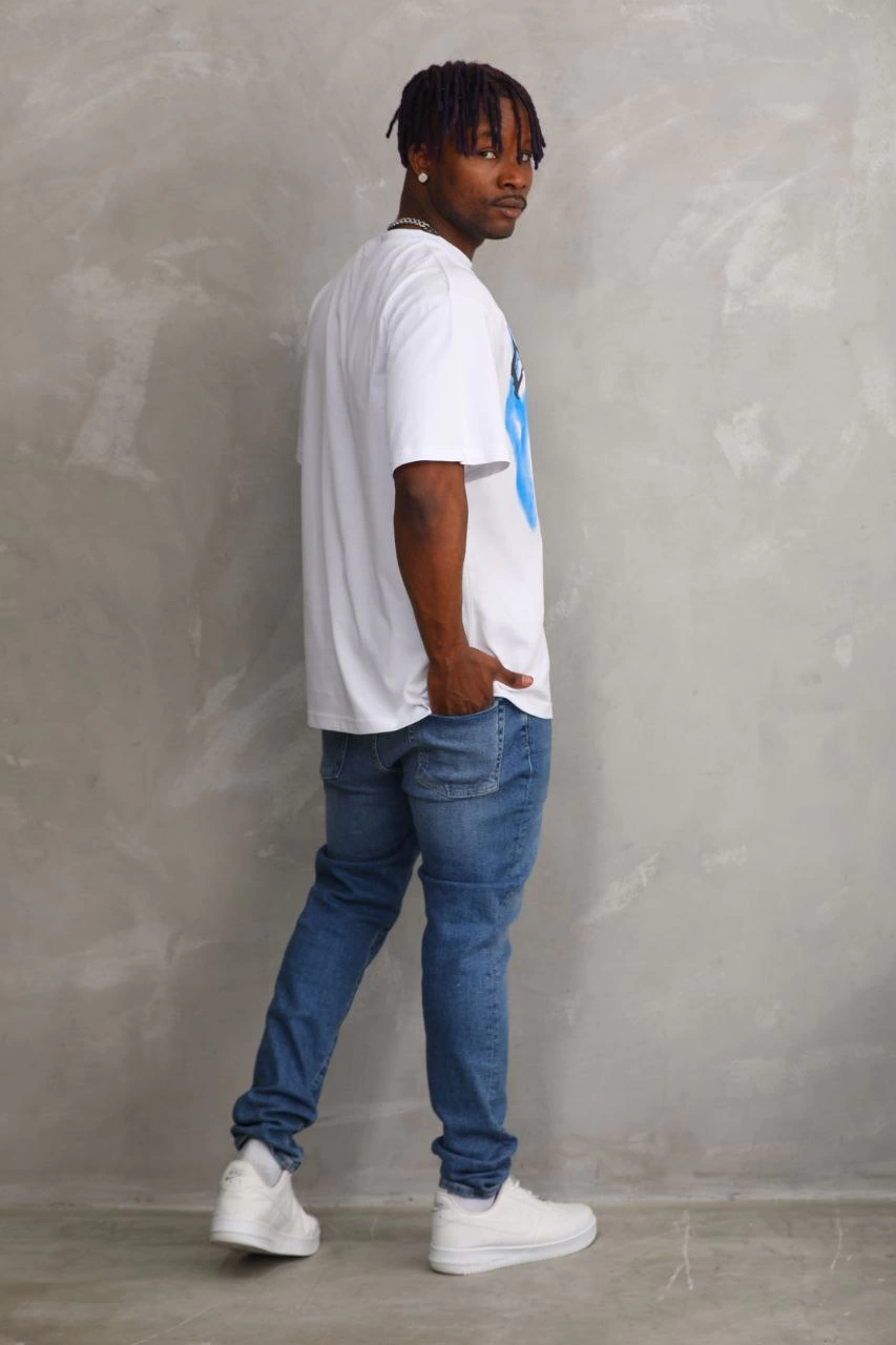 Baskılı Oversize T-Shirt - Beyaz -