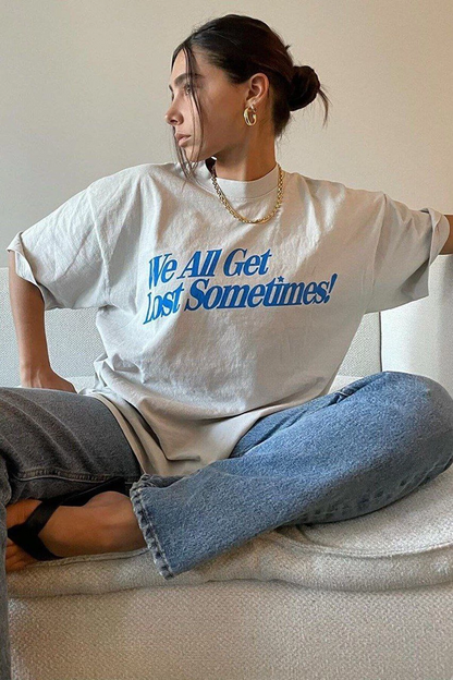 Baskılı Oversize T-Shirt - Beyaz -