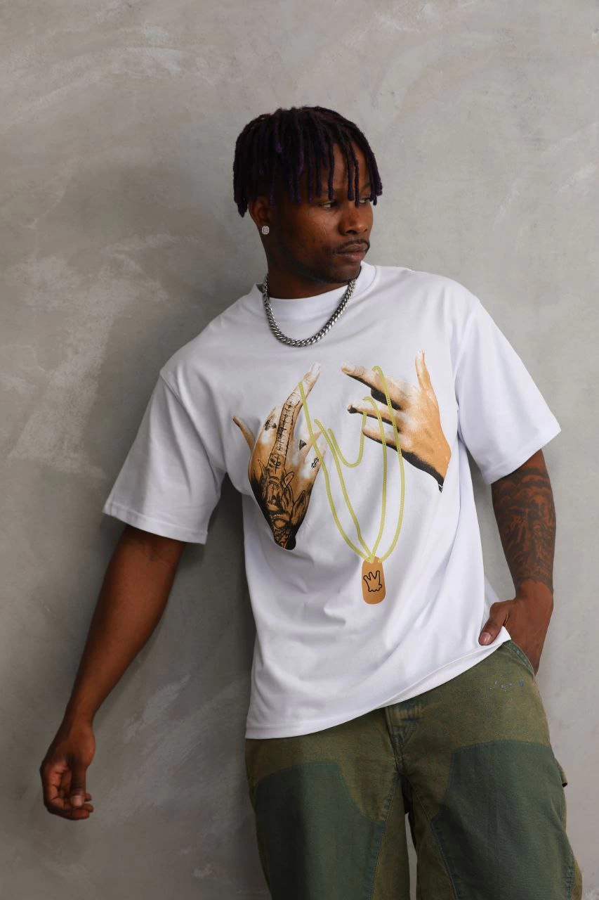 Baskılı Oversize T-Shirt - Beyaz -