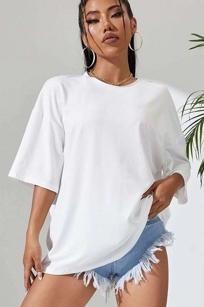 Baskılı Oversize T-Shirt - Beyaz -