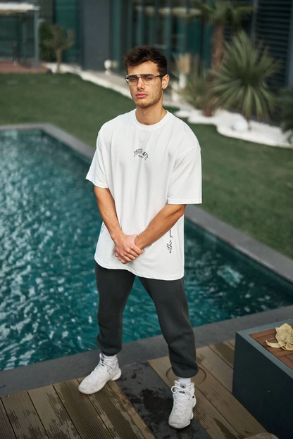 Baskılı Oversize T-Shirt - Beyaz -
