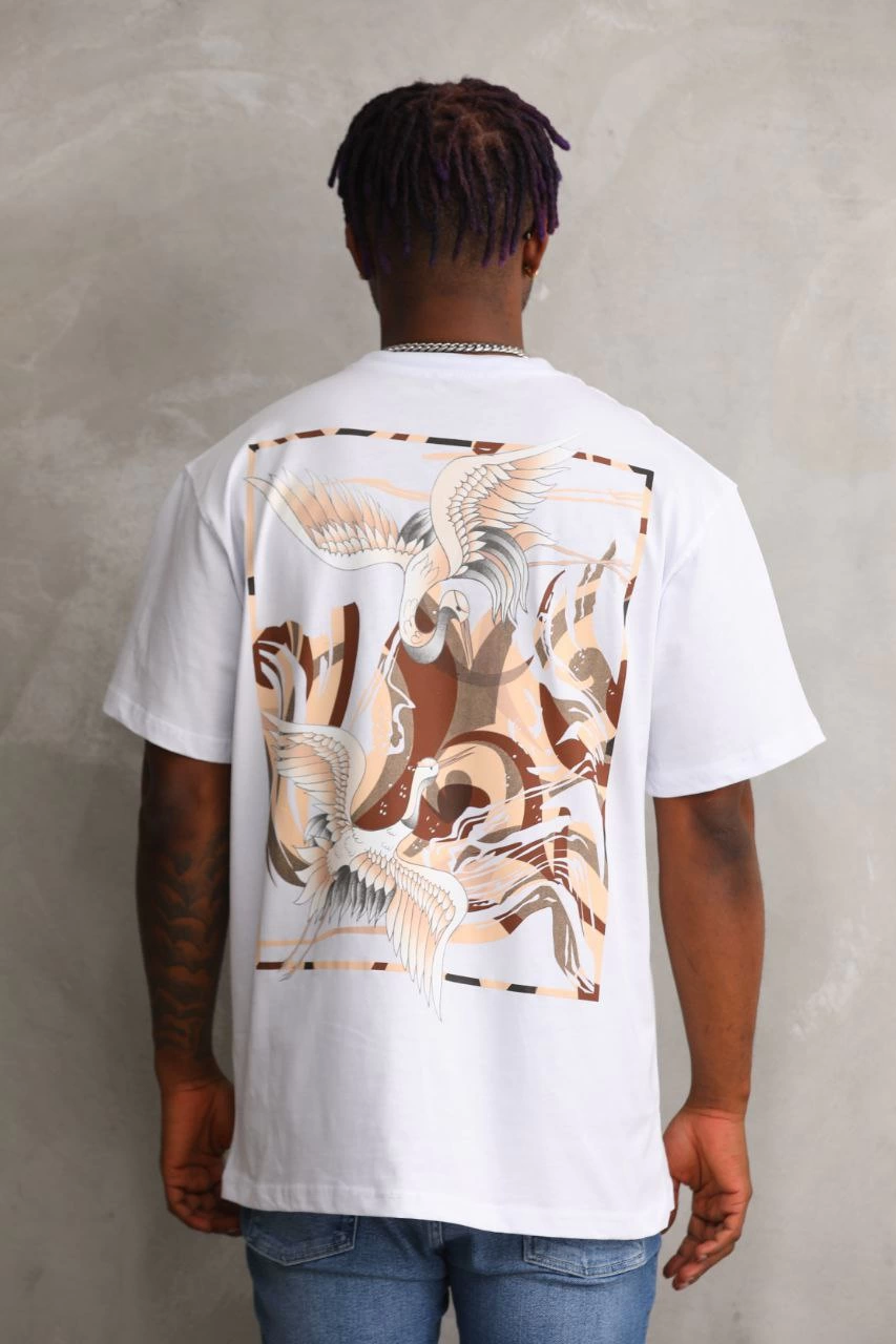 Baskılı Oversize T-Shirt - Beyaz -
