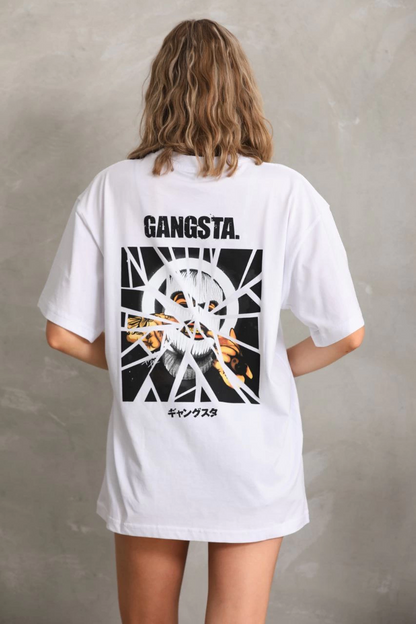 Baskılı Oversize T-Shirt - Beyaz -