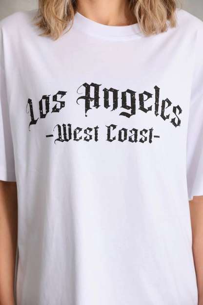 Baskılı Oversize T-Shirt - Beyaz -