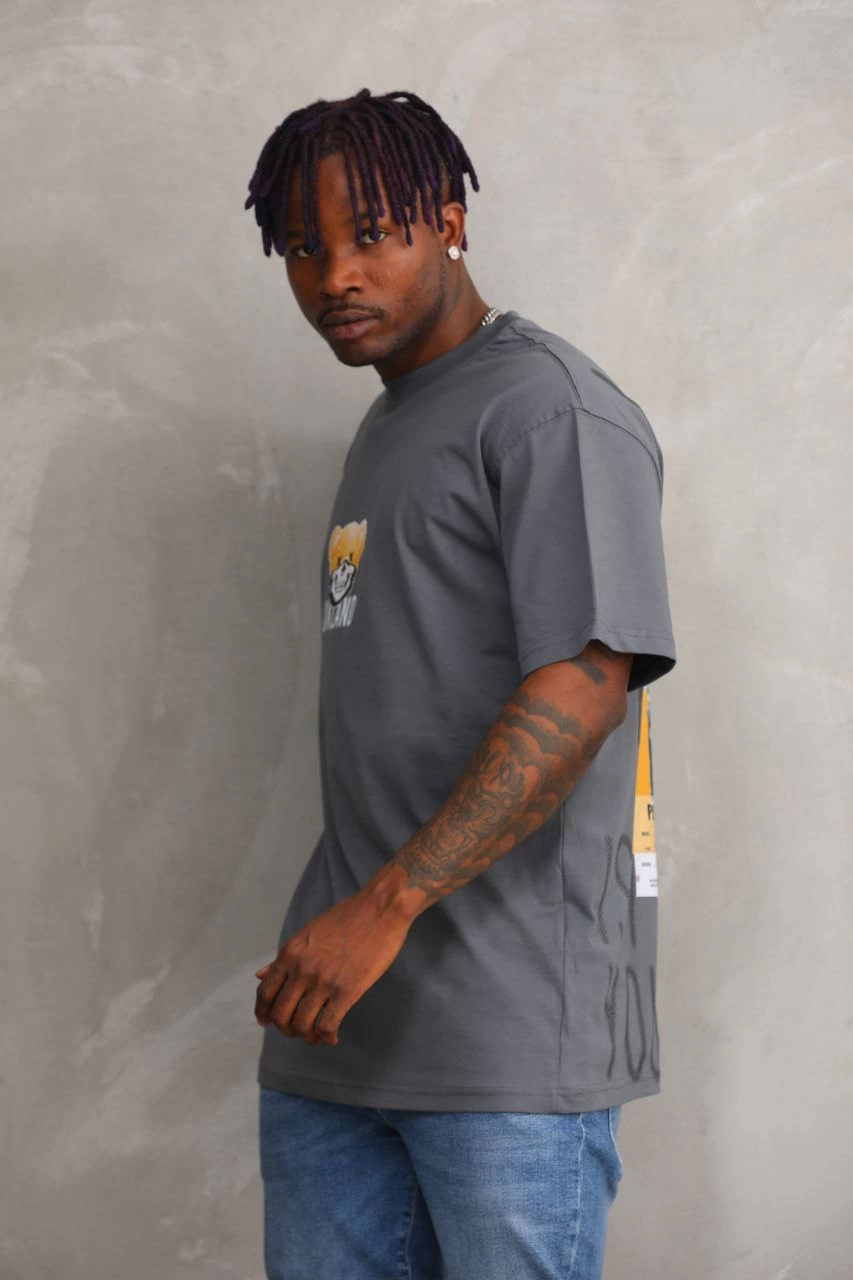 Baskılı Oversize T-Shirt - Füme -