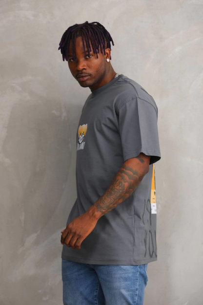 Baskılı Oversize T-Shirt - Füme -