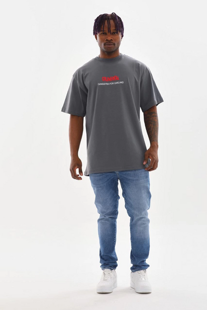 Baskılı Oversize T-Shirt - Füme -