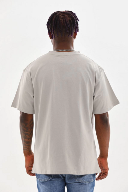 Baskılı Oversize T-Shirt - Gri -