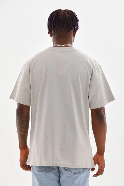 Baskılı Oversize T-Shirt - Gri -