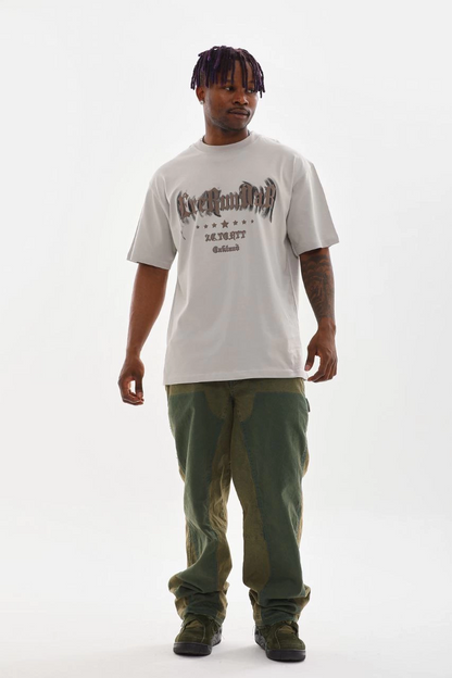 Baskılı Oversize T-Shirt - Gri -