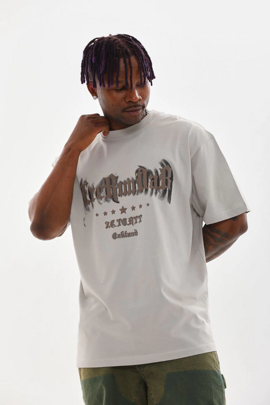 Baskılı Oversize T-Shirt - Gri -