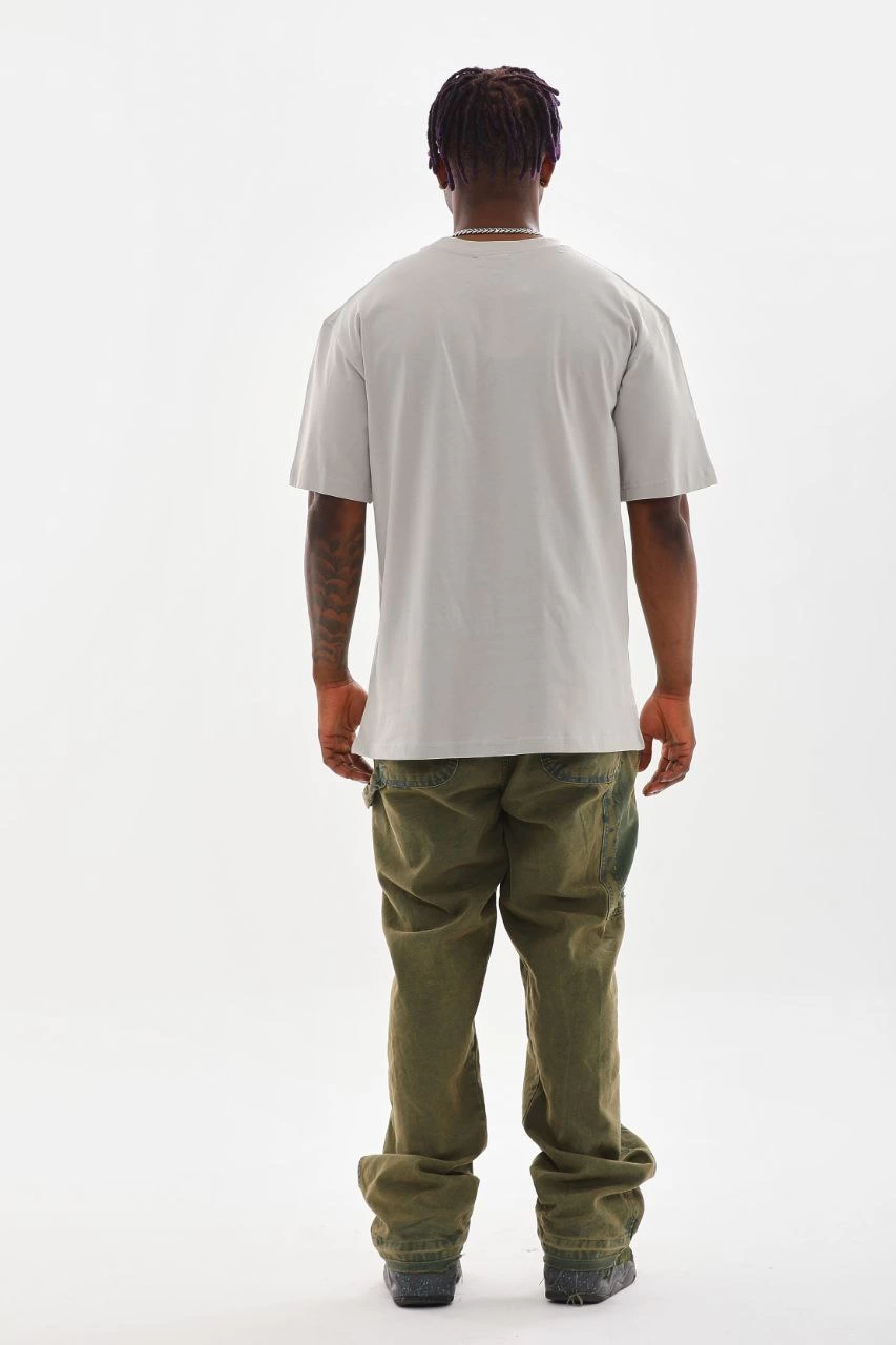 Baskılı Oversize T-Shirt - Gri -
