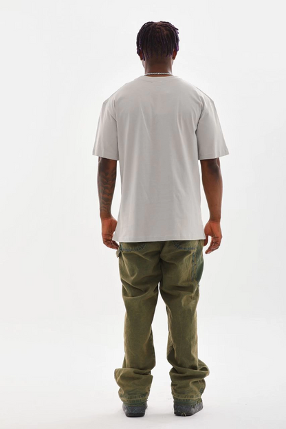 Baskılı Oversize T-Shirt - Gri -