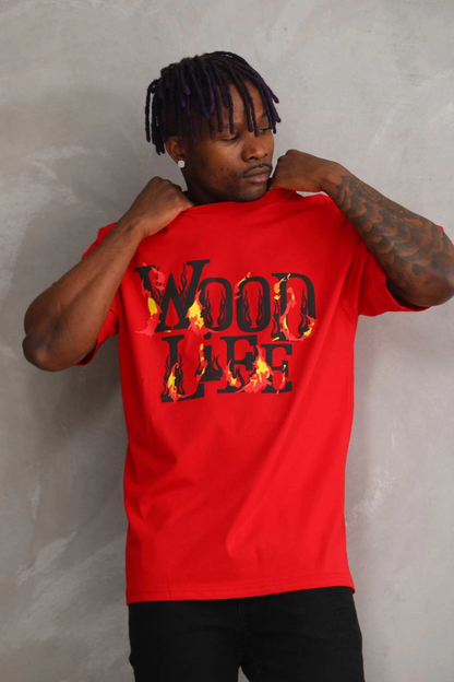 Baskılı Oversize T-Shirt - Kırmızı -